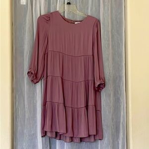 Naked Zebra Lilac Tiered Long Sleeve Dress